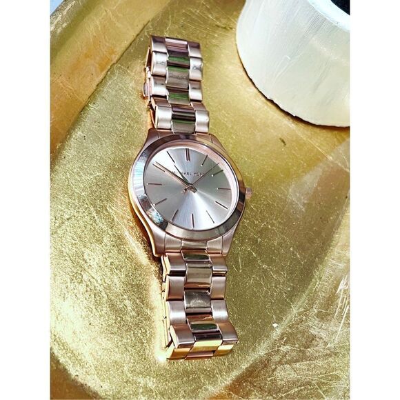 Michael Kors Slim Runway Rose Gold Stainless Steel Watch - Picture 2 of 5